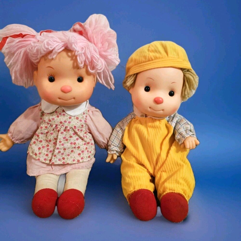 KOMFY KID KIDS 🍨 Dolls 1980s Two Ice Cream Doll Boy Girl Yarn Hair TWINS